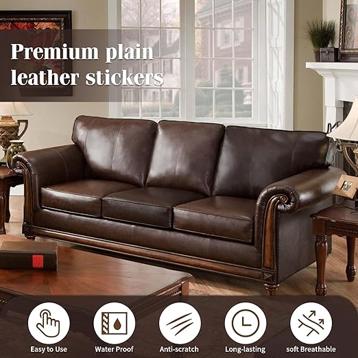 BSZHTECH Leather Repair Tape Self-Adhesive Leather Repair Patch for Couch Furniture Sofas Car Seats Advanced PU Vinyl Leather Repair Kit(Dark Coffee, 23.6 X 79 inch)