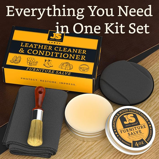 Furniture Salve for leather, leather conditioner, leather repair kit, shoe polish kit, wood restorer for furniture, bees wax furniture polish 4 oz