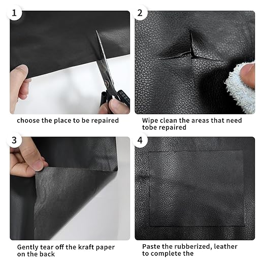 BSZHTECH Leather Repair Tape Self-Adhesive Leather Repair Patch for Couch Furniture Sofas Car Seats Advanced PU Vinyl Leather Repair Kit (Black, 17X79 inch)