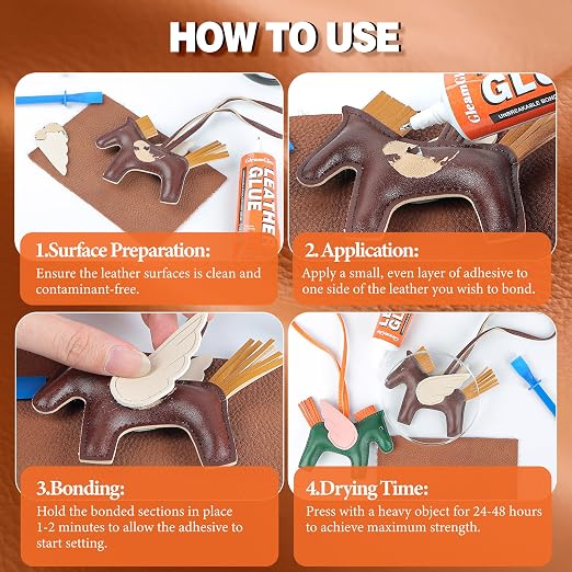 Leather Glue 60ml - Extra Strong, Waterproof & Flexible Adhesive - Fast-Drying Repair Glue for Leather & Vinyl - Ideal for Shoes, Bags, Sofas, Jackets, Car Seats & More