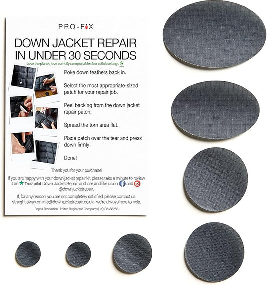 Self-Adhesive Waterproof Repair Patch Kit - 30-Second Fix for Down Jackets, Tents, Sleeping Bags, Backpacks, Outdoor and Camping Gear - Pre-Cut Nylon Ripstop Patches, Multiple Colors - Dark Gray