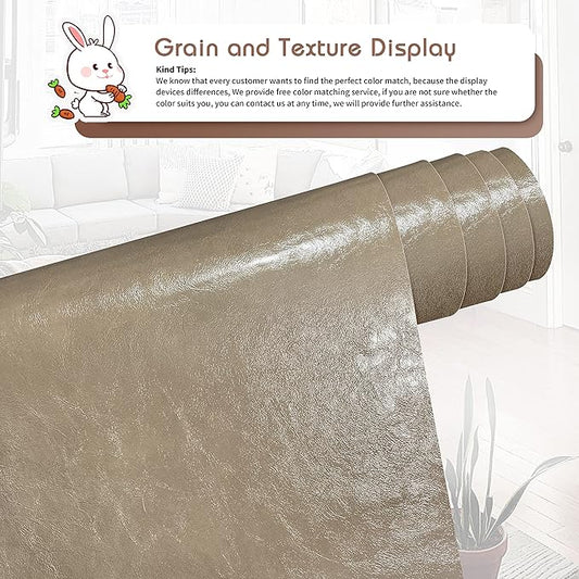 KING MOUNTAIN Leather Repair Patch,12 x 60 Inches self Adhesive Leather Repair Tape for Damaged Leather Furniture, Sofa Seating,Car Seats, Leather Goods(Khaki)