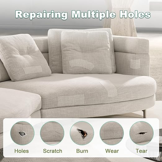 BESEZX Linen Fabric Repair Tape, 3x79 Inch Self Adhesive Repair Patches, Couch Fabric Tape for Furniture, Sofa, Chair, Upholstery.(Charcoal Gray)
