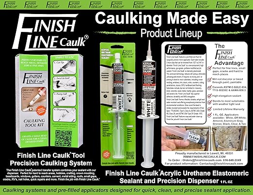 Precision Caulking Tool Kit – Syringe-Style Applicator with Small Replaceable Tips – Fine Detail Caulking, Small Cracks, Trim, and DIY Projects – Includes Filling System