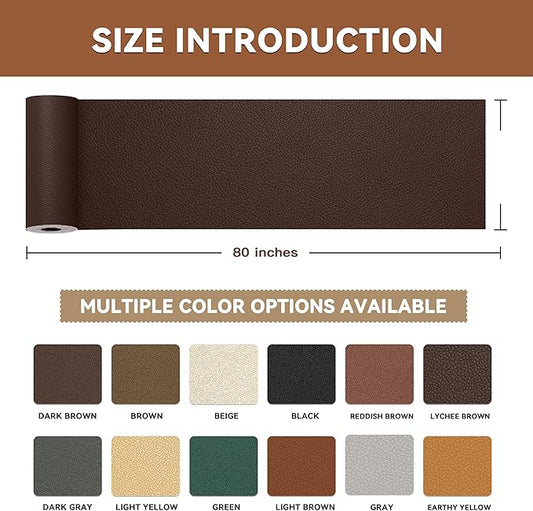TIANLDD Leather Repair Tape,3.5 x 80 Inches Self Adhesive Leather Repair Patch,Leather Repair Kit for Furniture,Couches,Car Seats,Cabinets,Handbags(Light Coffee-Litchi Grain)