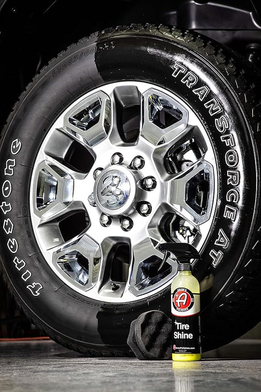 Adam's SiO2 Infused Tire Shine Plus 16oz - Achieve a Lustrous, Dark, Long Lasting Shine - Non-Greasy and No Sling Formulation Infused with SiO2 for Increased a Longer, Durable Shine (Refill Kit)
