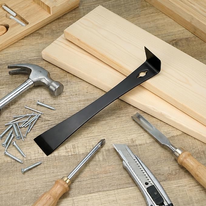Bates- Flat Pry Bar Scraper, 4 Pack, 5-1/2", 7-1/4", 9-1/2" and 12", Black, Trim Puller Tool for Baseboard