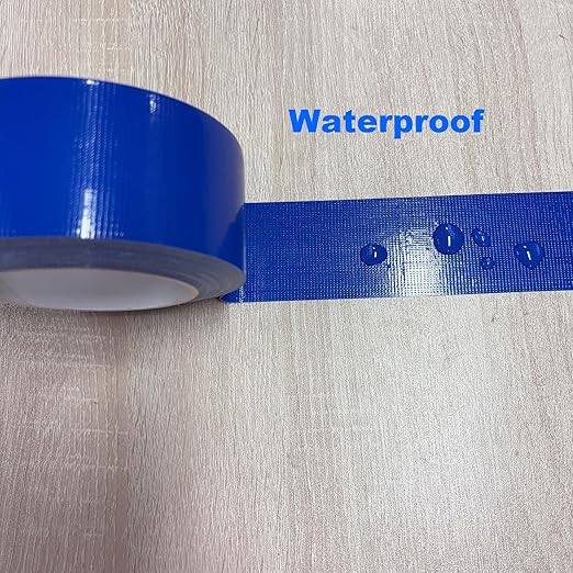 Blue Duct Tape, 2 Inches x 32 Yards, Heavy Duty Waterproof, Strong, Durable, Easy-Tear by Hand, Residue-Free for Home Repairs, Industrial, Fixed Carpet Edge, DIY Projects