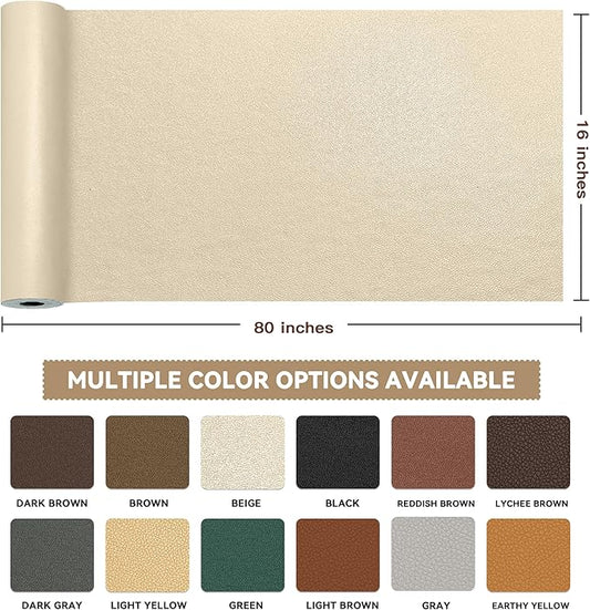 TIANLDD Leather Repair Tape,16 x 80 Inches Self Adhesive Leather Repair Patch,Leather Repair Kit for Furniture,Couches,Car Seats,Cabinets,Handbags(Beige-Fine Lines)