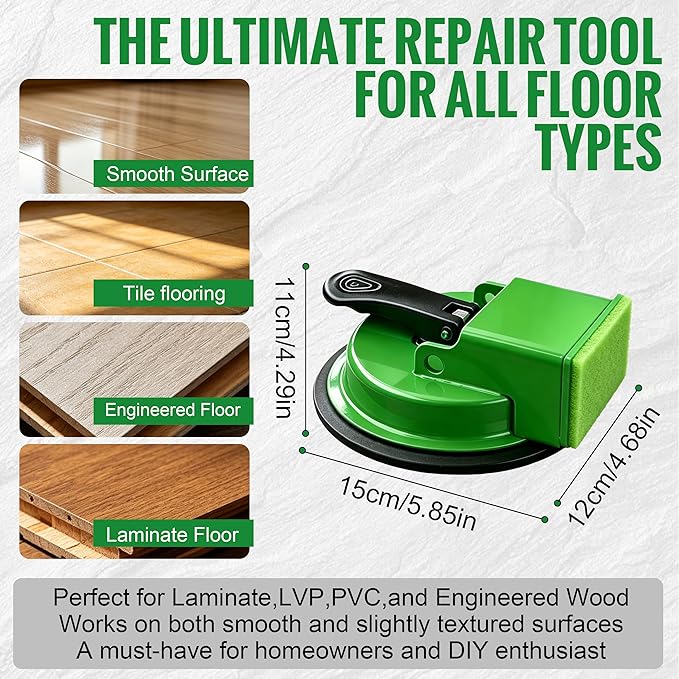 Floor Gap Fixer Tool With 6pcs Sticky Pads, Heavy-Duty Floor Repair Suction Cup Tool For Gaps, Laminate Flooring Tools To Close Gaps, For Smooth Surface Wood Tile Hardwood Floors Gaps (Green)