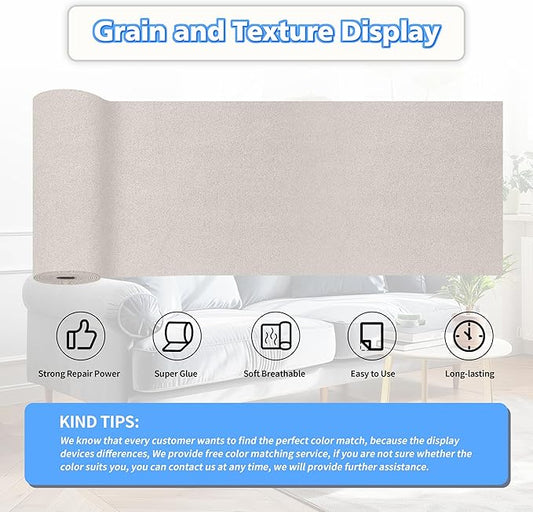 KING MOUNTAIN Couch Fabric Repair Patch, Fabric Patches for Furniture, 4" x 63" Waterproof Velvet Repair Tape for Sofas, Car Seats, Furniture, Upholstery Fabrics and Velvet Goods. (Light Gray)