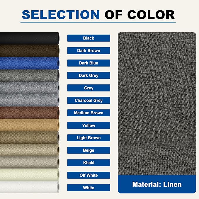 KING MOUNTAIN Linen Repair Patches, Self-Adhesive Fabric Patches, 4 X 63 inch Extra Size, Multi Color, Can be Used for Sofa Repair (Dark Grey)