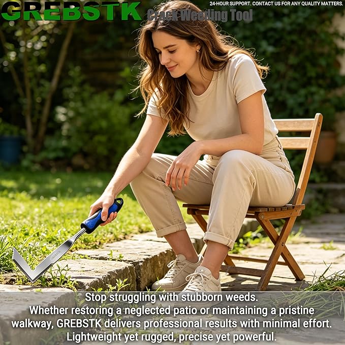 GREBSTK Crack Weeder Crevice Weeding Tool Stainless Steel Manual Weeder Gardening Tool