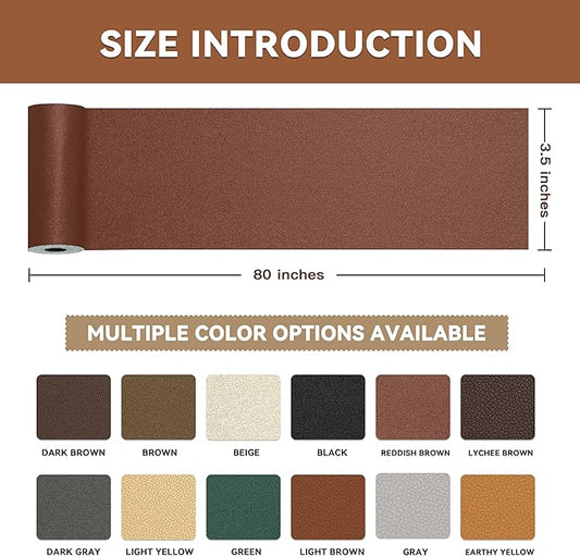 TIANLDD Leather Repair Tape,3.5 x 80 Inches Self Adhesive Leather Repair Patch,Leather Repair Kit for Furniture,Couches,Car Seats,Cabinets,Handbags(Light Brown-Fine Lines)
