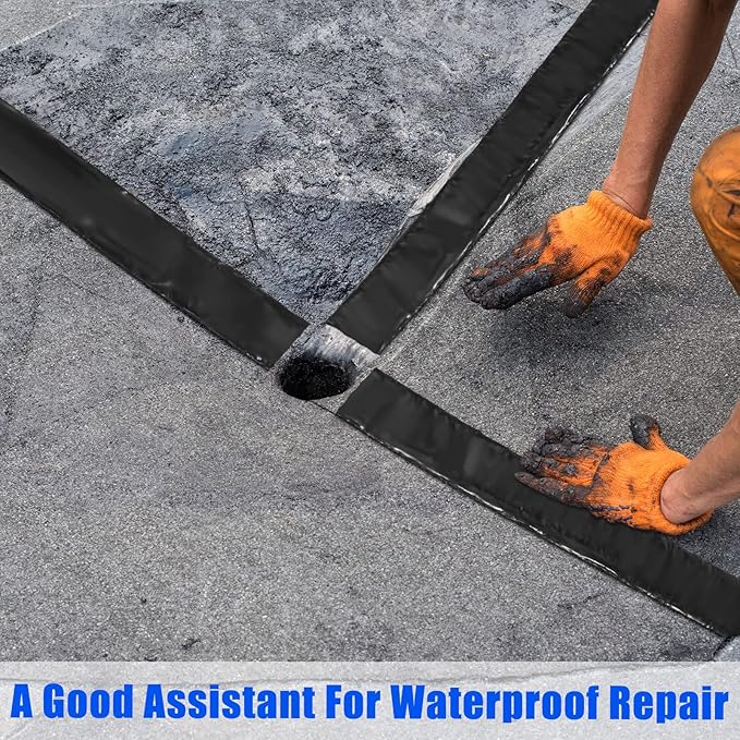 Fabbay 2 Rolls 1.18 Inch Asphalt Crack Filler Tape Asphalt Tape for Driveway Repair Joint and Crack Sealer for Tarmac Parking Lot Roof Cement Road, 50 Feet Each Roll