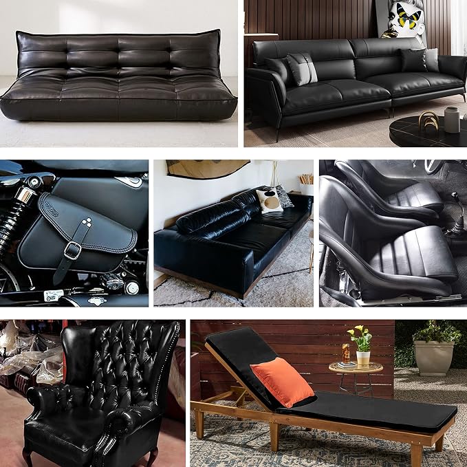 Marine Vinyl Upholstery Faux Leather: Meneng Black Grain Faux Leather 54"x72" Marine Vinyl Fabric Waterproof Durable for DIY Upholstery Boat Car Sofa