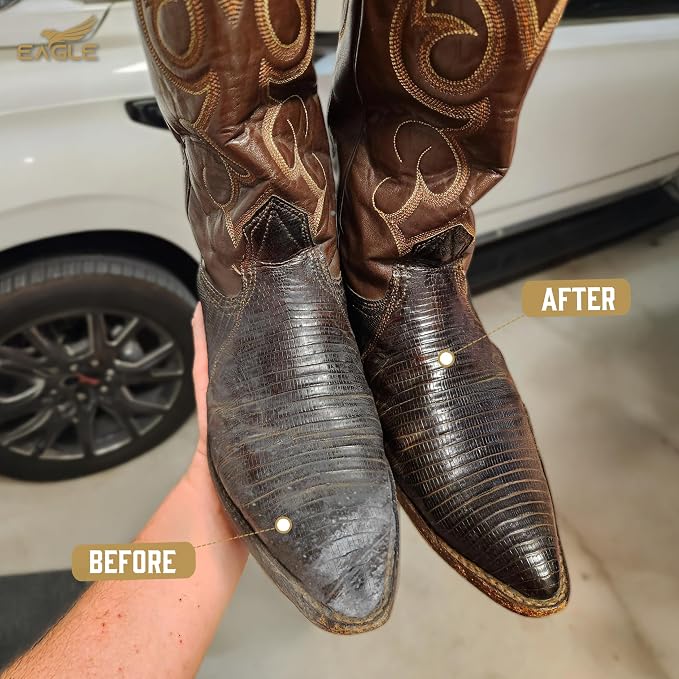 Exotic Leather Cleaner & Conditioner Spray – Cleans, Conditions & Protects Alligator, Crocodile, Snakeskin, Lizard, Ostrich & More – 8oz with Microfiber Cloth – Boots, Shoes, Bags, Belts
