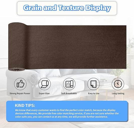 KING MOUNTAIN Couch Fabric Repair Patch, Fabric Patches for Furniture, 4" x 63" Waterproof Velvet Repair Tape for Sofas, Car Seats, Furniture, Upholstery Fabrics and Velvet Goods. (Coffee)