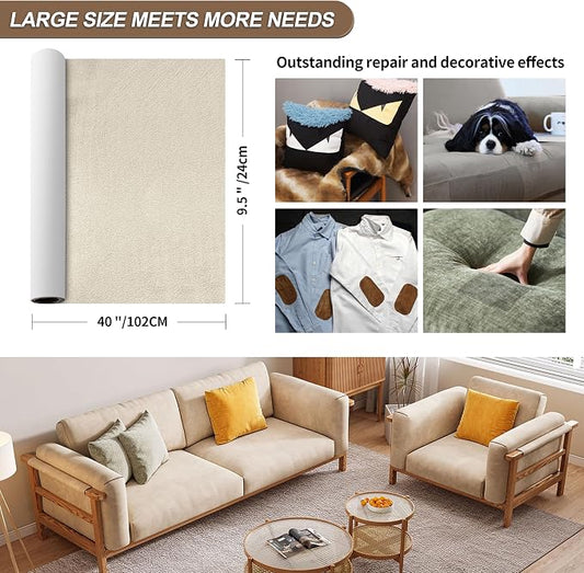 Velvet Repair Patch, Self-Adhesive Flannel Fabric Patch, Multi Colors, Microfiber Patch,Can be Used to Patch Sofas, Car Seats, Handbags, Jacket Holes and Tears (Khaki)