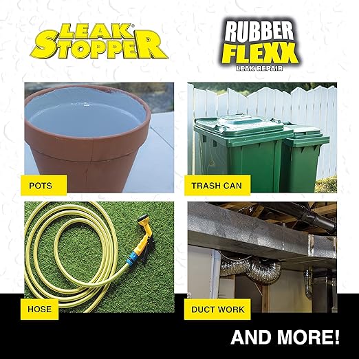 Leak Stopper Rubber Flexx – 18oz Waterproof Repair & Sealant Spray - Point & Spray to Seal Cracks, Holes, Leaks, Corrosion & More | Black – 2 cans