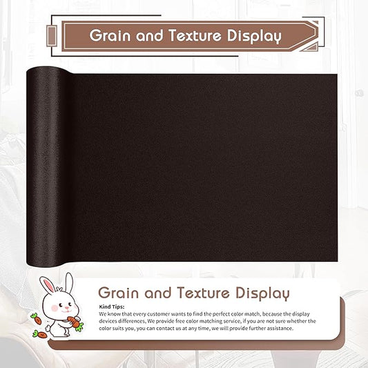 KING MOUNTAIN Leather Repair Patch,16 x 60 Inches self Adhesive Leather Repair Tape for Damaged Leather Furniture, Sofa Seating,Car Seats, Leather Goods(Fine Grained Dark Brown)