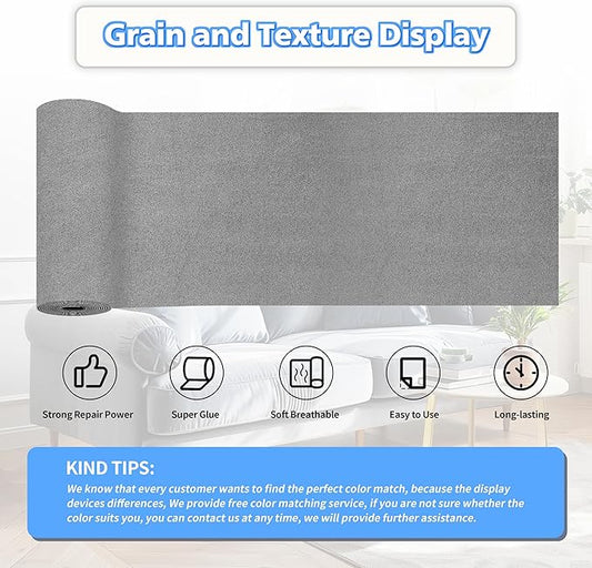 KING MOUNTAIN Couch Fabric Repair Patch, Fabric Patches for Furniture, 4" x 63" Waterproof Velvet Repair Tape for Sofas, Car Seats, Furniture, Upholstery Fabrics and Velvet Goods. (Charcoal Grey)