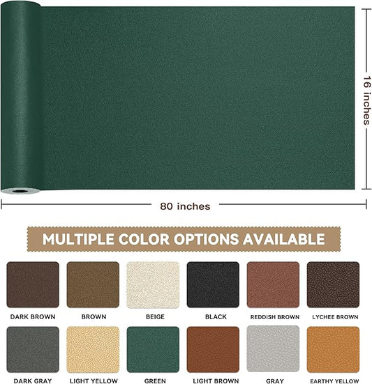 TIANLDD Leather Repair Tape,16 x 80 Inches Self Adhesive Leather Repair Patch,Leather Repair Kit for Furniture,Couches,Car Seats,Cabinets,Handbags(Dark Green-Fine Lines)