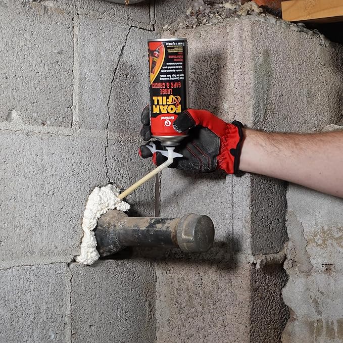 Red Devil 0908 Foam & Fill Large Gaps & Cracks Expanding Polyurethane Sealant, 8 oz, Off White, Case of 6