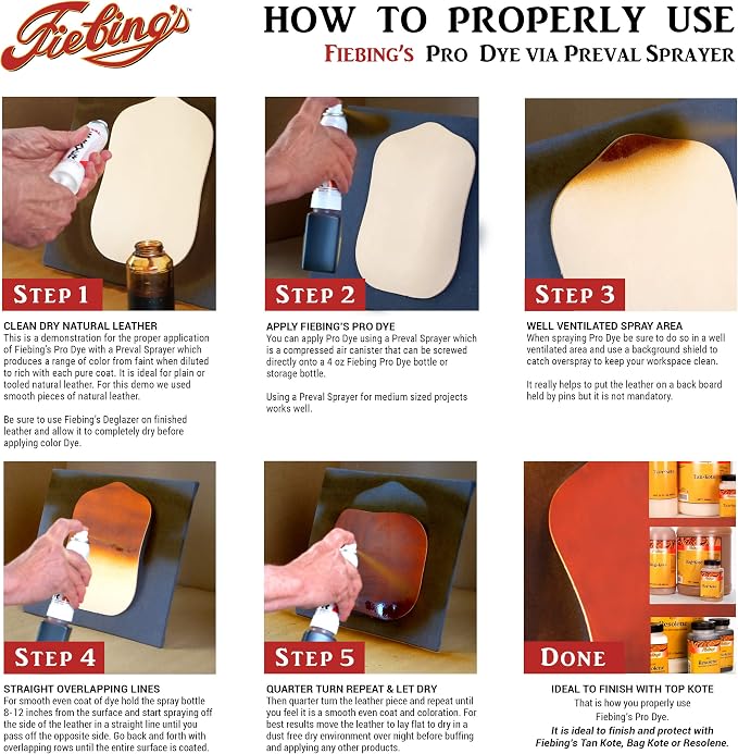 Fiebing's Pro Dye Leather Dye (4 Fl Oz) - Alcohol-Based, Penetrating, Permanent Dye for Shoes, Belts, Furniture - Vivid Color, Superior Color Fastness