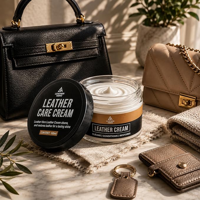 Leather Hero 2-in-1 Purse Cleaner & Conditioner – Leather Cream for Handbags, Designer Bags, Faux & Saffiano Leather – Non-Greasy, Won’t Darken, Safe for Purses, Jackets & More