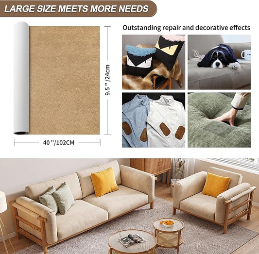 Velvet Repair Patch, Self-Adhesive Flannel Fabric Patch, Multi Colors, Microfiber Patch,Can be Used to Patch Sofas, Car Seats, Handbags, Jacket Holes and Tears (Beige)