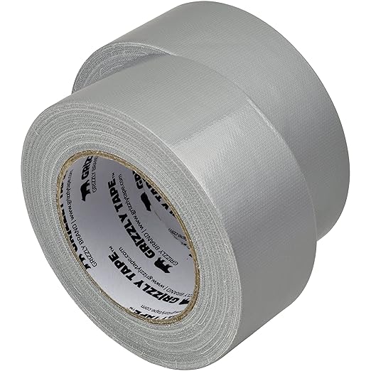 Grizzly Power Silver Duct Tape Heavy Duty (2 Pack) | Versatile Packing Tape 1.88 Inch x 30 Yards | Waterproof Tape Roll for Home Improvement, Office Use, Wrapping, Sealing, Crafting & General Repairs