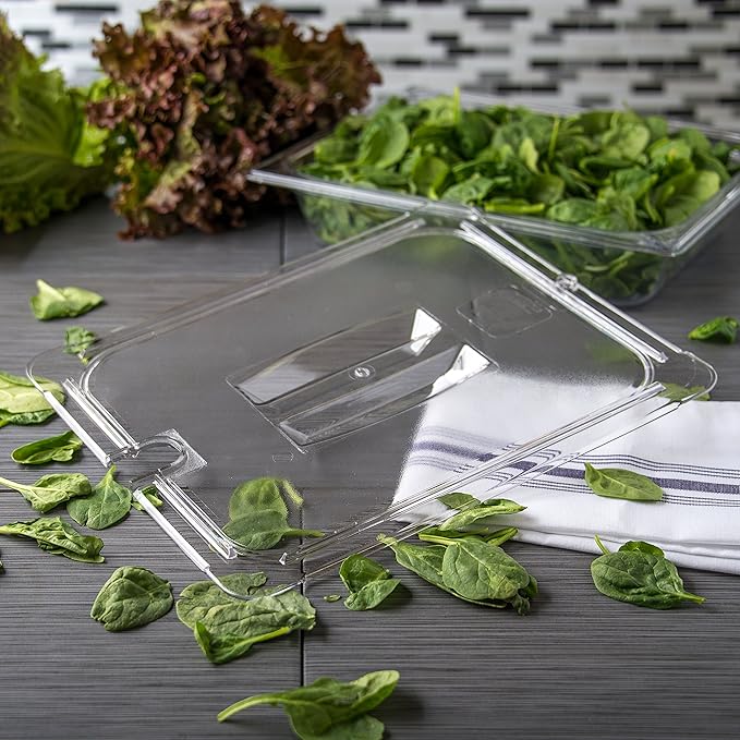 Carlisle FoodService Products 10231U07 StorPlus Half Size Polycarbonate Universal Handled Notched Food Pan Lid, Clear
