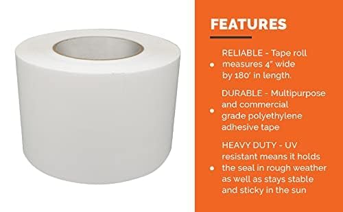 Crawlspace-DIY Vapor Barrier Tape, 12 Mil Easy-to-Use Polyethylene Moisture Vapor Barrier Seam Tape for Crawl Space, Repairs, Underlayment, Waterproof, 4" x 180', 12 Rolls