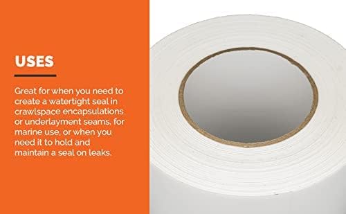 Crawlspace-DIY Vapor Barrier Tape, 12 Mil Easy-to-Use Polyethylene Moisture Vapor Barrier Seam Tape for Crawl Space, Repairs, Underlayment, Waterproof, 4" x 180', 12 Rolls
