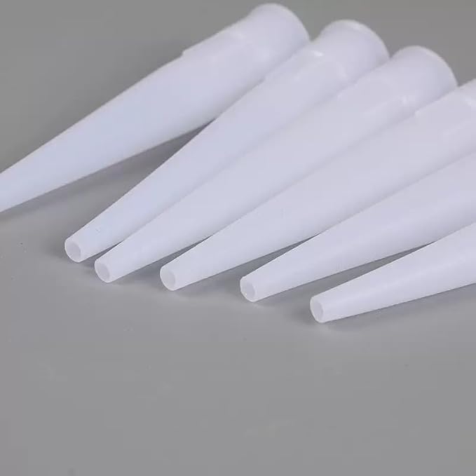 50pcs Plastic Caulk Nozzles,Caulking Gun extender Caulk Nozzle Tip Tool for Sausage Caulking Gun, Caulk Nozzles Applicator, Easy To Use（White）