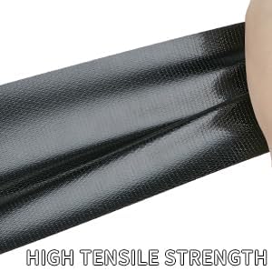 Heavy Duty Single Side Duct Tape,2in x 66FT,Strong Adhesive High Strength,Versatile Mesh Adhesive Tape for Easy Sealing, Repairing and Bonding Indoors and Outdoors,Black