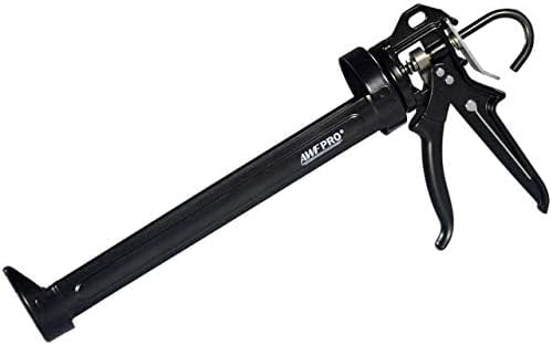 AWF PRO Heavy Duty Caulk Gun, 18:1 Thrust Ratio, Steel Frame Construction, Rotating Barrel, Ladder Hook, Puncture Tool & No Drip Pressure Release Tab, 29 oz Caulking Gun
