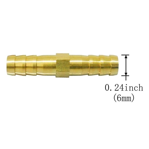 Da by 3 pcs 1/4"(6mm) Brass Barb Splicer Mender Hose Barb Fitting with 6 pcs Stainless Steel Pipe Clamps for Water/Fuel/Air
