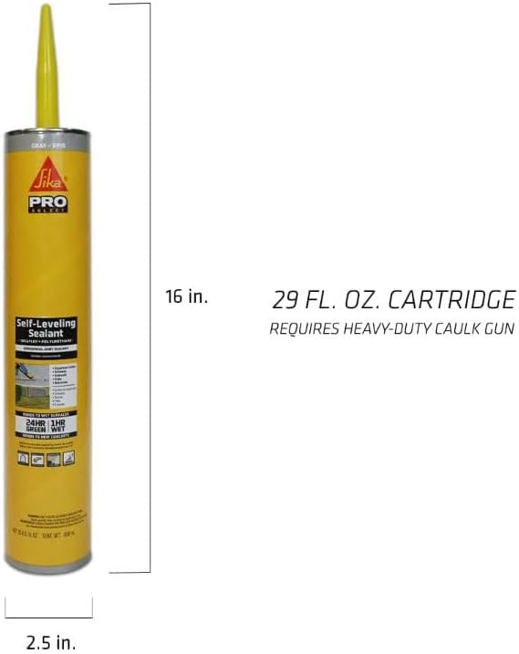 Sikaflex Self Leveling Sealant, Gray, Polyurethane with an Accelerated Curing Capacity for Sealing Horizontal Expansion Joints in Concrete, 29 fl. oz Cartridge, 12 Pack