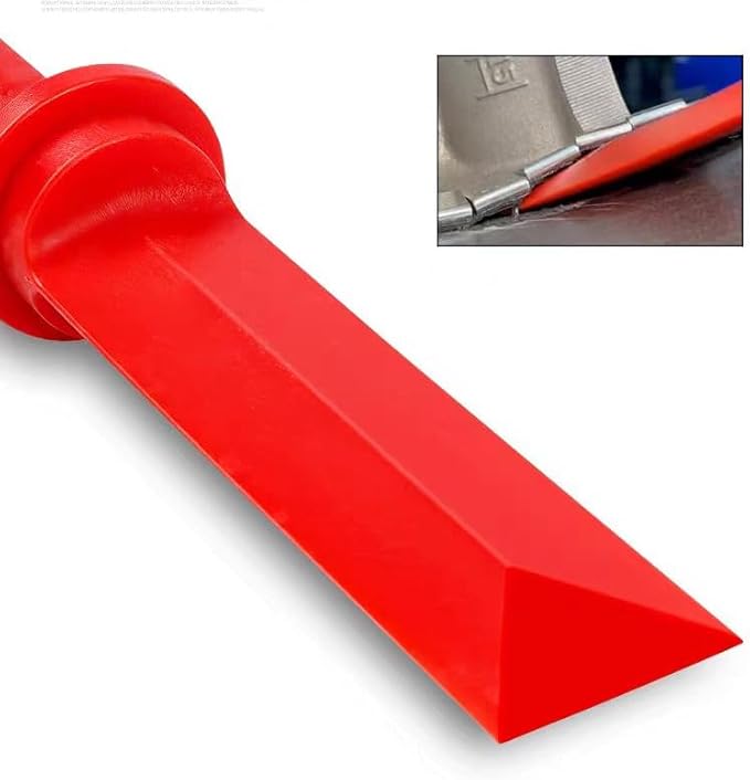 Non-Marring Super Grip Plastic Chisel Scraper, Wheel Weight Remover,Red No-Scratch Chisel Remover Tool Kit for Removing Trim, Gaskets, Adhesives, Caulk, Decals, and More