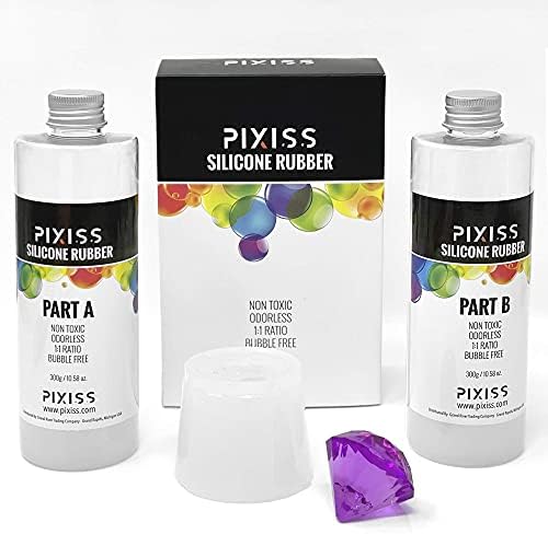 Pixiss Silicone Mold Making Kit Liquid Silicone Rubber Bubble Free Translucent Clear Mold Making Silicone-Mixing Ratio 1:1-Molding Silicone for Resin Molds,Silicone Molds DIY(21.16oz)