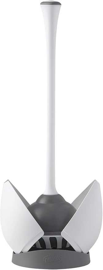 Clorox Toilet Plunger with Hideaway Caddy, Set of 2 – for Bathroom Organization and Storage, Bathroom Accessories, Toilet Unclogger, with Holder, White