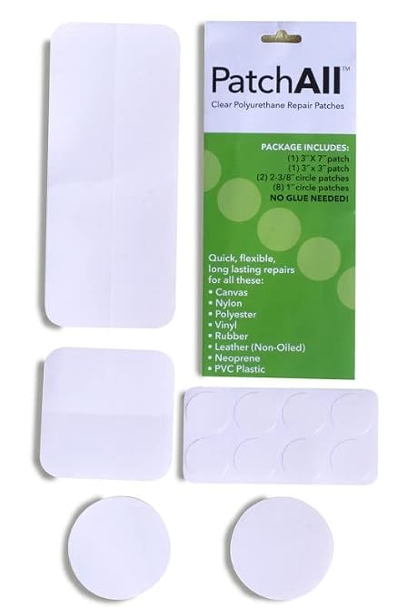 PatchAll Kit Clear Polyurethane Adhesive Vinyl Repair Patch Tape Kit, Waterproof, Airtight Patches for Canvas Tent, Boat Upholstery, Car Seat, Leather Furniture, Hole, Awning, and More, 2 Pack
