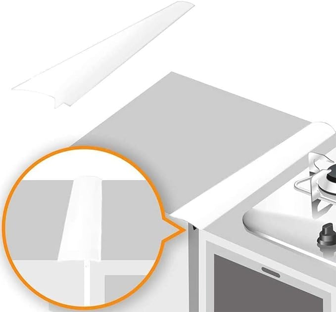 Linda’s Essentials Silicone Stove Gap Covers (2 Pack), Heat Resistant Oven Gap Filler Seals Spaces Between Stovetop and Counter, Easy to Clean Stove Side Guard (25 Inches, White)