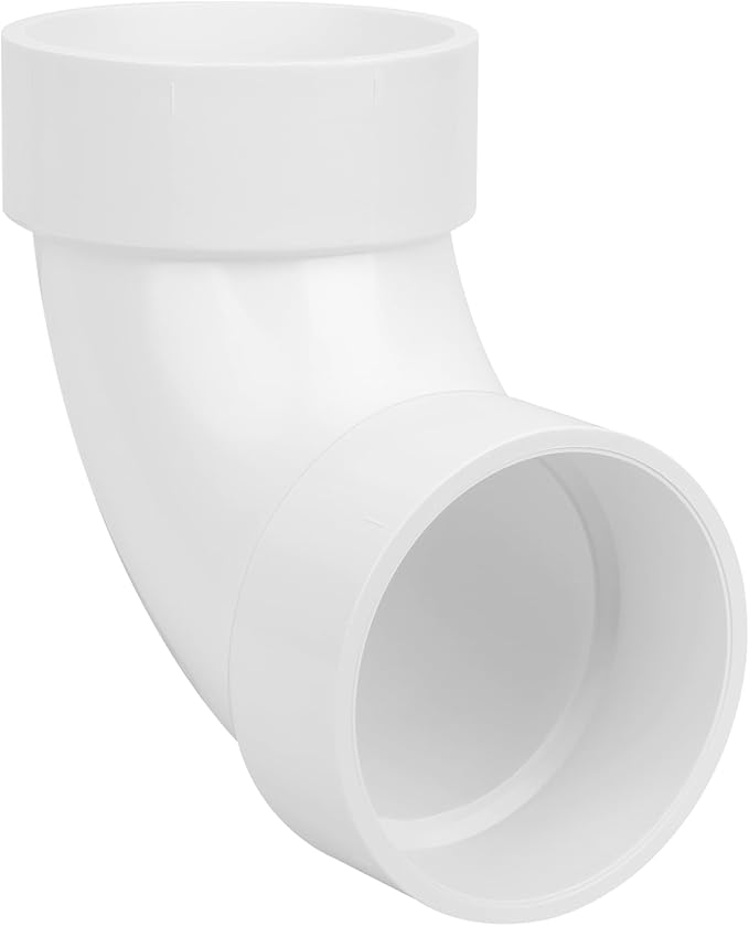 4" PVC DWV Sanitary 90-Degree Elbow (Socket x Socket) White SCH40 4" PVC DWV 90° Elbow Pipe Fittings Connectors for Drain, Waste, Vent