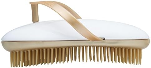 B105 (4.25”) French Made No-Slip Flip Flop Shampoo & Detangler Hair Brush - Best Anti-Static Detangling Brush for Knots & Tangles, Scalp Massage, and Styling (Gold White)
