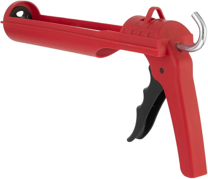 INTERTOOL Caulking Silicone Gun with 10 oz. Tube & 10:1 Thrust Ratio – Drip-Free Lightweight Hand Caulk Gun Tool with Durable Plastic Body, Smooth Rod, Quiet Ratcheting HT-0027