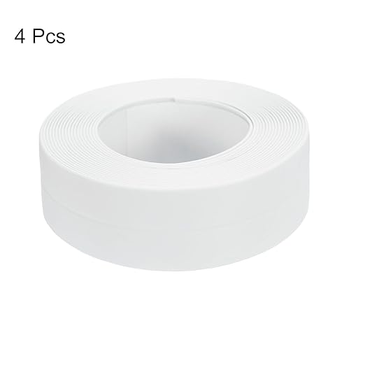 uxcell 4 Rolls White Caulk Sealant Strip Waterproof Self Adhesive 0.87" x 10.5Ft Toilet Caulk Tape, Bathtub Caulk Sealing Strip for Kitchen Countertop, Sink, and Floor Edge Protector