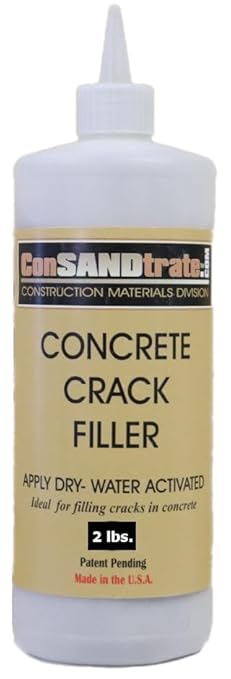 ConSandtrate Concrete Crack Filler - White - 2 LB (Single Bottle) for Filling in Concrete Cracks on driveways, walkways and patios